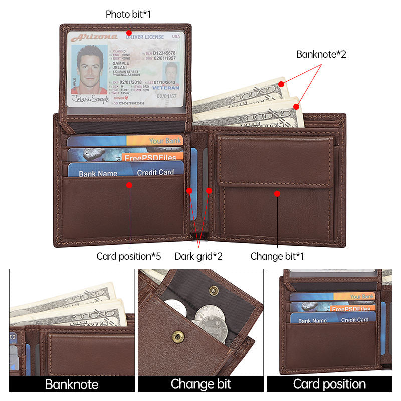 Hot Sales High Quality Genuine Leather Bifold Classic Man Wallet Leather Quality Genuine Leather Wallet for Men Wallets Slim